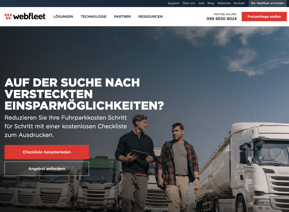 Startseite von webfleet.com